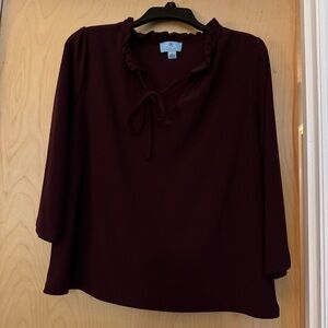Burgundy Ruffle Blouse